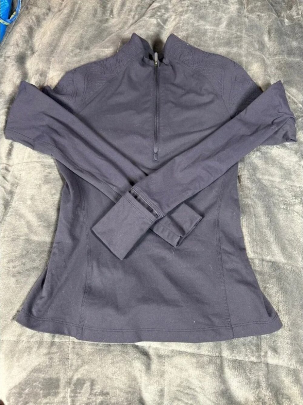 Lululemon Quarter Zip Pullover Top Size‎ 2 Navy Blue Athletic Long Sleeve